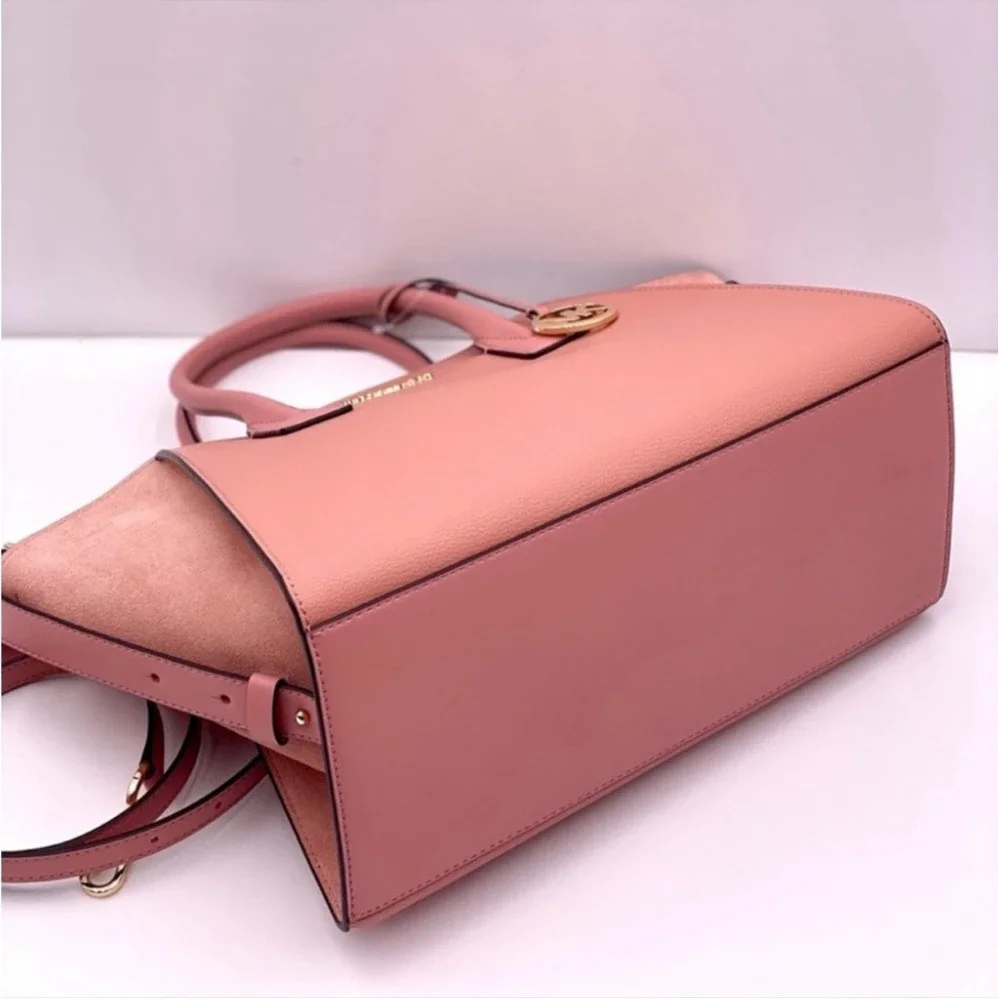 Michael Kors Avril Large Top Zip Satchel Shoulder Bag Sunset Rose Pink - Picture 8 of 13